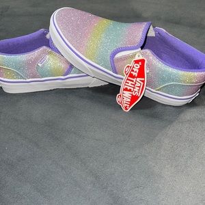 Rainbow slip on vans